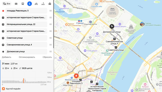 на набережную Оки выше метромоста